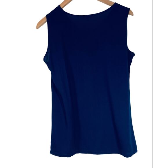 Solitaire Navy Blouse Sleeveless Embroidered Anthropologie Top Size M - Picture 6 of 7